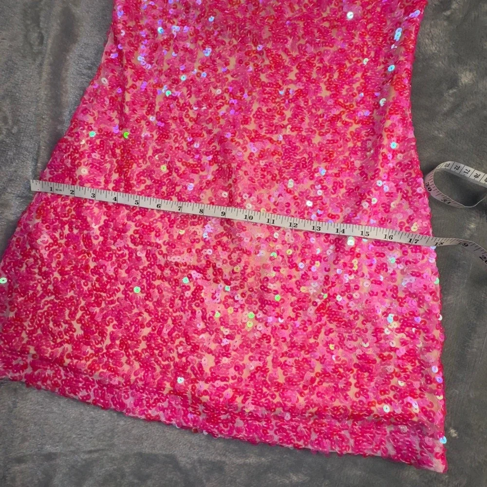 Show Me Your Mumu Sequin Mini On My Way Dress Small Hot Pink Strapless Hoco - Picture 6 of 16